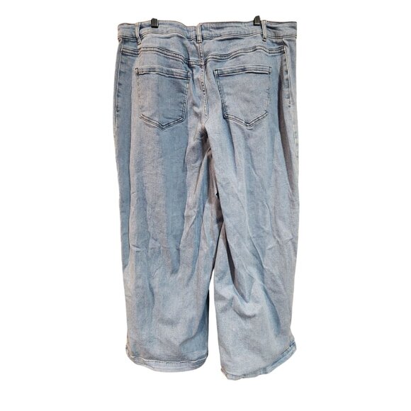 Eloquii Womens Light Wash Wide-Leg Denim Jeans Size 20 With Side Slit Hem Detail - Picture 2 of 5